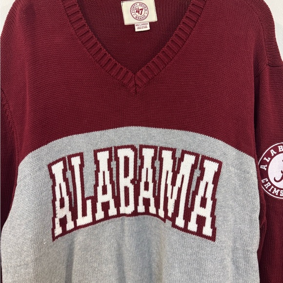 47 Brand Men's V-Neck Sweater - Red and Gray - Picture 3 of 9